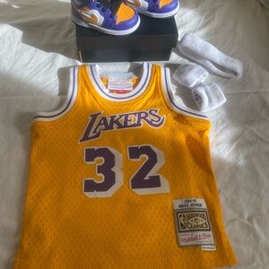 Mitchell & Ness Lakers Jersey and Nike Sneakers Baby Set